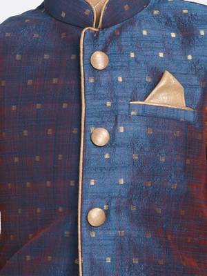 Blue printed silk blend boys-blazer 3