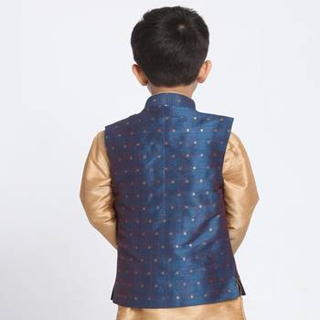 Blue printed silk blend boys-blazer 4