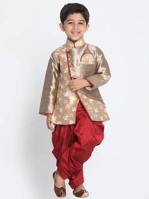 Gold Printed Silk Blend -Dhoti-Kurta 1