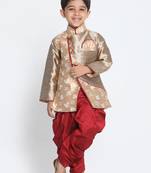 Gold Printed Silk Blend -Dhoti-Kurta