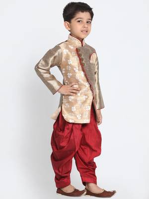 Gold Printed Silk Blend -Dhoti-Kurta 2