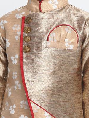 Gold Printed Silk Blend -Dhoti-Kurta 3