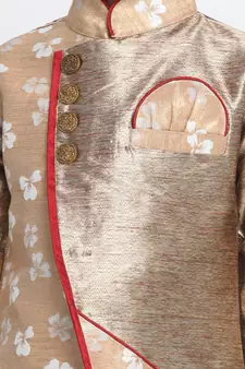 Gold Printed Silk Blend -Dhoti-Kurta