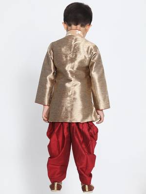 Gold Printed Silk Blend -Dhoti-Kurta 4