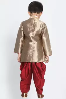 Gold Printed Silk Blend -Dhoti-Kurta