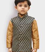 Black printed silk blend boys-blazer