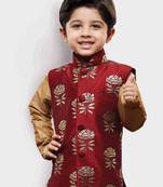 Maroon printed silk blend boys-blazer