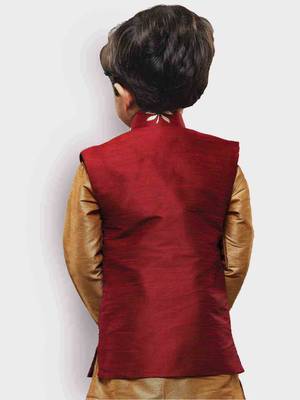 Maroon printed silk blend boys-blazer 4