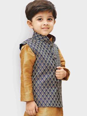 Blue printed silk blend boys-blazer 2