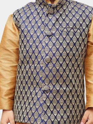 Blue printed silk blend boys-blazer 3