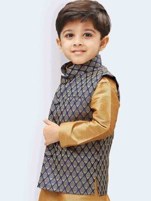 Blue printed silk blend boys-blazer 4