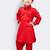 Red self design cotton boys-kurta-pyjama