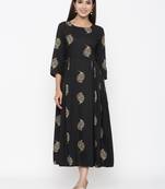 Black printed rayon kurtas-and-kurtis
