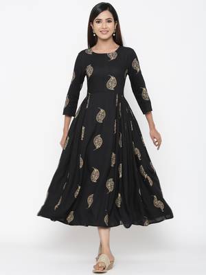 Black printed rayon kurtas-and-kurtis 2