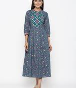 Green printed cotton kurtas-and-kurtis