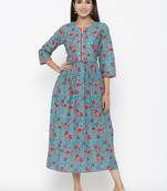 Green printed cotton kurtas-and-kurtis