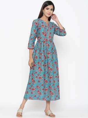 Green printed cotton kurtas-and-kurtis 3
