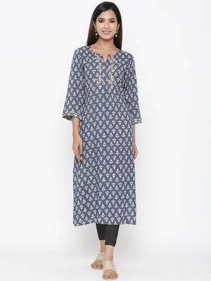 Grey printed rayon kurtas-and-kurtis 1