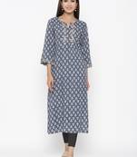 Grey printed rayon kurtas-and-kurtis