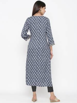 Grey printed rayon kurtas-and-kurtis 4