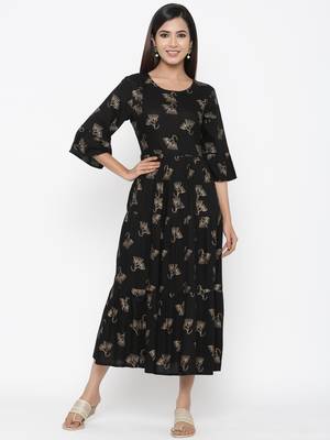 Black printed rayon kurtas-and-kurtis 1