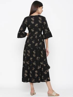 Black printed rayon kurtas-and-kurtis 4