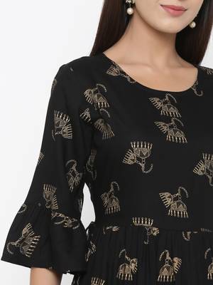 Black printed rayon kurtas-and-kurtis 5
