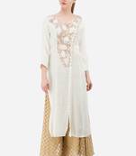 White embroidered georgette cotton-kurtis