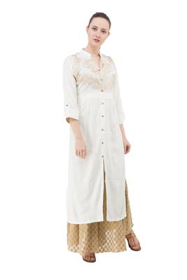 White embroidered cotton cotton-kurtis 1