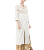 White embroidered cotton cotton-kurtis