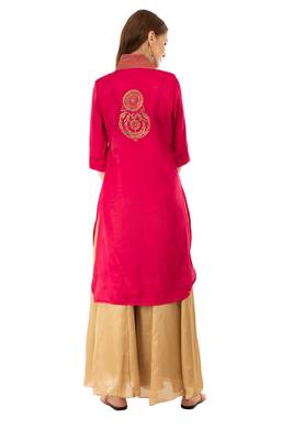 Red embroidered cotton cotton-kurtis 2