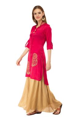 Red embroidered cotton cotton-kurtis 3