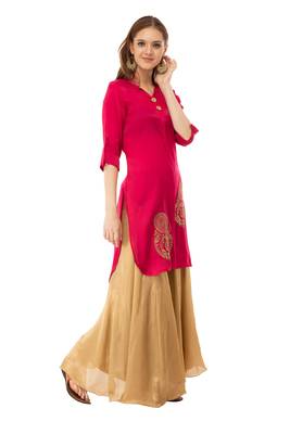 Red embroidered cotton cotton-kurtis 4