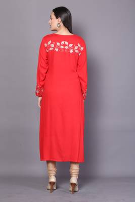 Red embroidered crepe cotton-kurtis 2