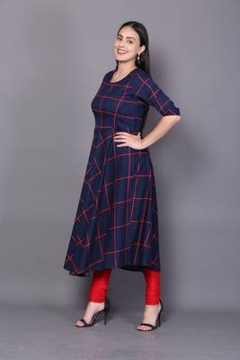 Blue embroidered cotton cotton-kurtis 3