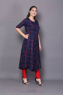 Blue embroidered cotton cotton-kurtis 4