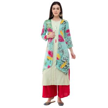 Multicolor embroidered crepe cotton-kurtis 1