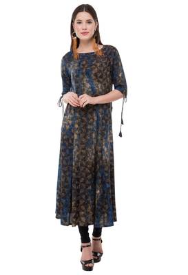 Blue embroidered rayon cotton-kurtis 1