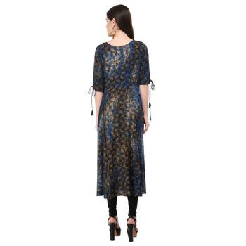 Blue embroidered rayon cotton-kurtis 2