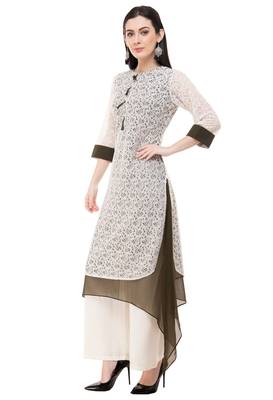 White embroidered georgette cotton-kurtis 3