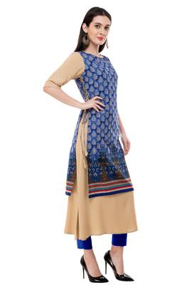 Blue embroidered georgette cotton-kurtis 4