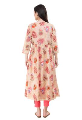 Peach embroidered cotton cotton-kurtis 2