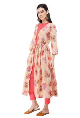 Peach embroidered cotton cotton-kurtis 3