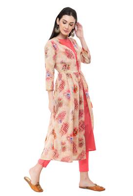 Peach embroidered cotton cotton-kurtis 4
