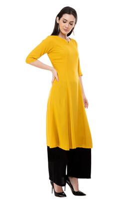 Yellow embroidered crepe cotton-kurtis 4