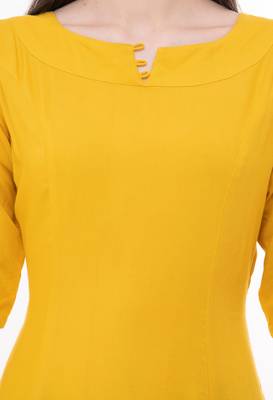 Yellow embroidered crepe cotton-kurtis 5