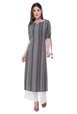 Black embroidered rayon cotton-kurtis 1