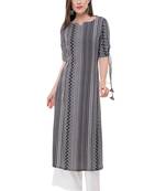 Black embroidered rayon cotton-kurtis