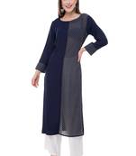 Black embroidered georgette cotton-kurtis