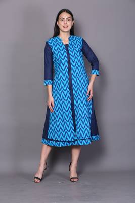 Blue embroidered cotton cotton-kurtis 1